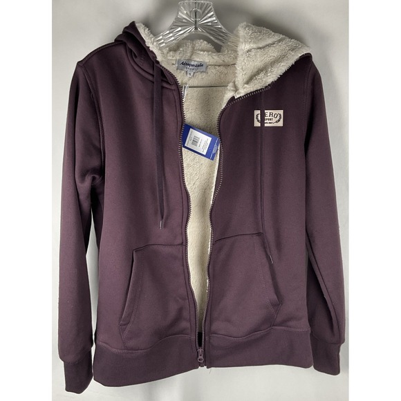 Aeropostale SPORT Womens Small Purple Sherpa Fleeced Full Zip Hoodie Y2K Style - Picture 2 of 12